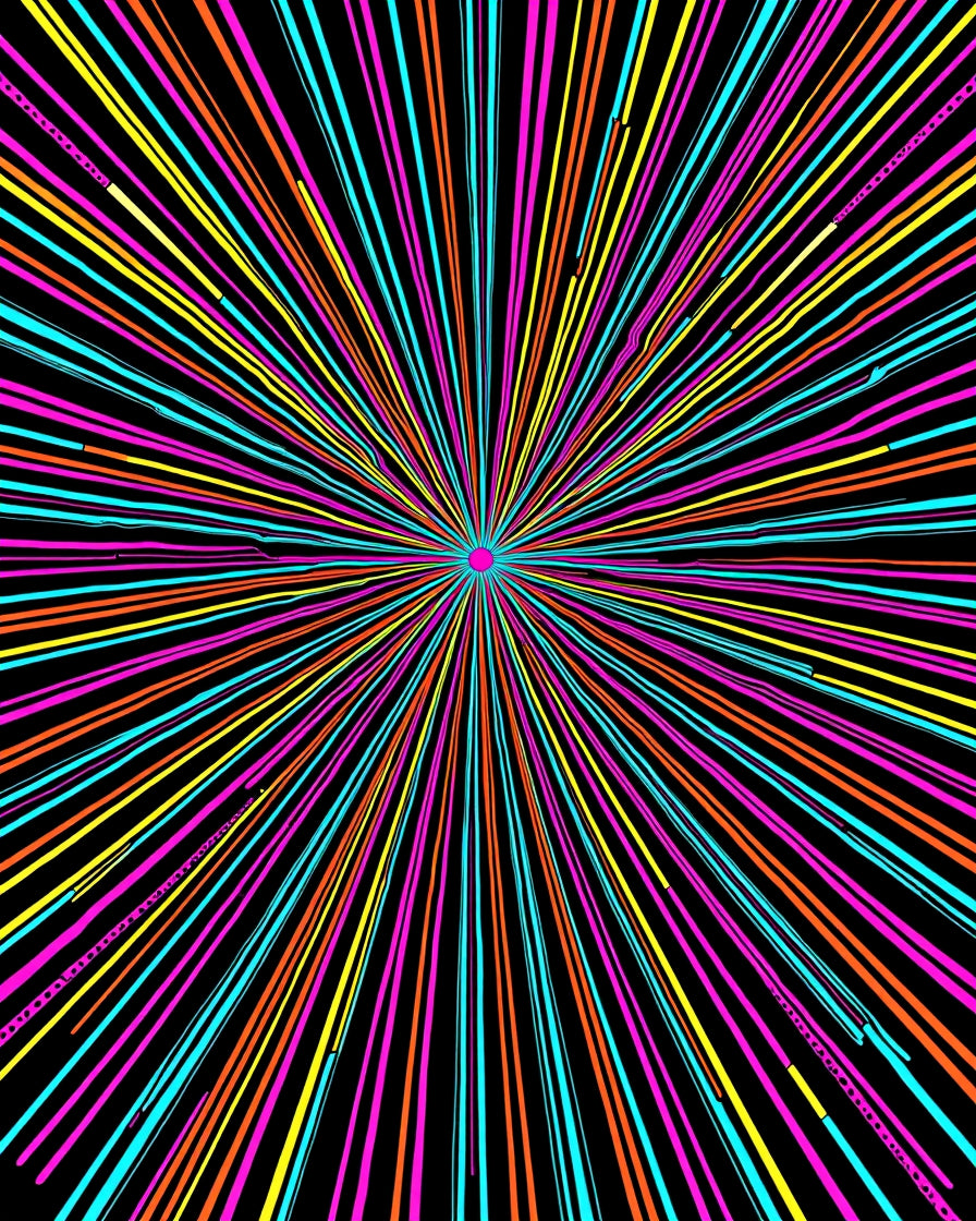 Vibrant Neon Starburst Radial Rug