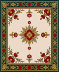 Crimson Gold Leaf Floral Centerpiece Rug