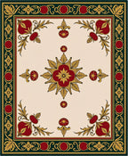 Crimson Gold Leaf Floral Centerpiece Rug