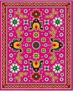 Vibrant Pink Floral Medallion Rug
