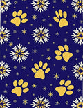 Gold Paw Snowflakes Blue Rug