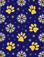 Gold Paw Snowflakes Blue Rug