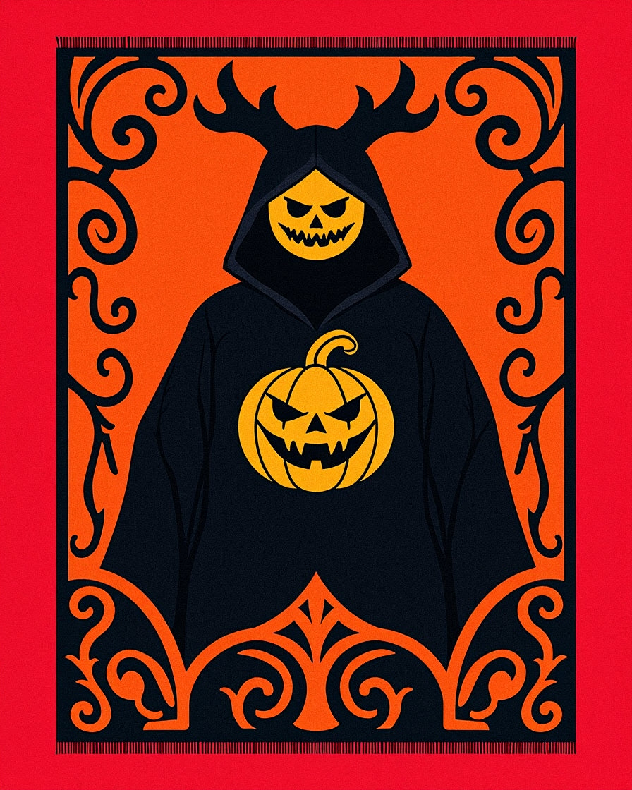 Spooky Jack O Lantern Cloaked Figure Rug