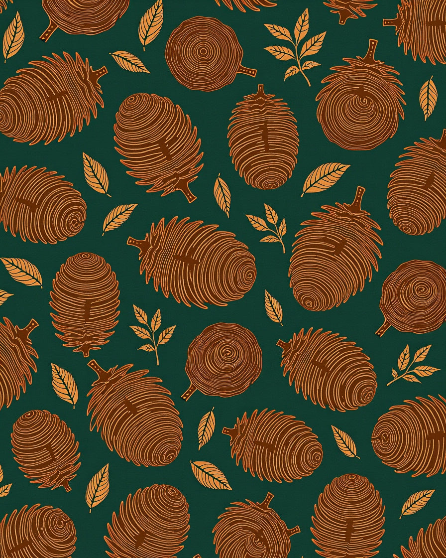 Autumn Pinecone Woodland Forest Rug