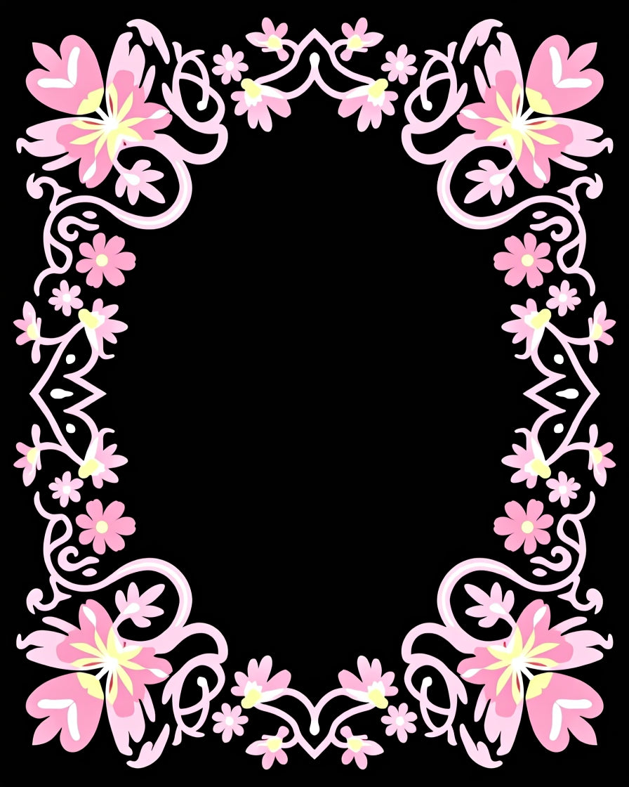 Pink Floral Garland Frame Rug