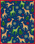Festive Giraffe and Snowflake Holiday Rug
