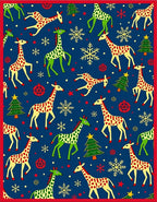 Festive Giraffe and Snowflake Holiday Rug