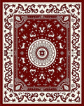 Crimson Ivory Medallion Floral Border Rug