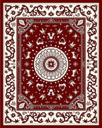 Crimson Ivory Medallion Floral Border Rug