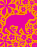 Vibrant Pink Llama Floral Whimsical Rug