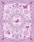 Vibrant Pink Butterfly Floral Swirls Rug