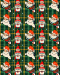 Whimsical Christmas Characters Plaid Background Rug