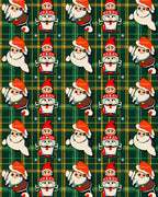 Whimsical Christmas Characters Plaid Background Rug
