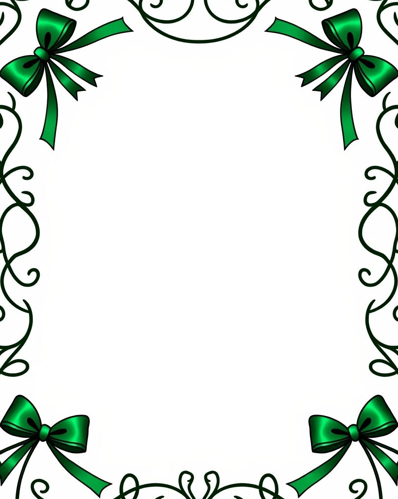 Emerald Green Bow Swirl Border Rug