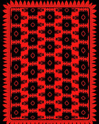 Bold Red Geometric Diamond Lattice Rug