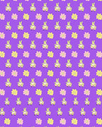 Playful Purple Bunny Flower Field Rug