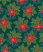 Deep Teal Red Floral Garland Rug