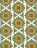 Golden Teal Floral Medallion Rug