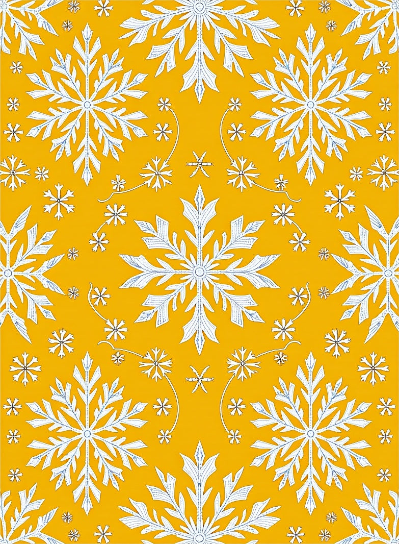 Golden Yellow Snowflake Garland Repeating Rug