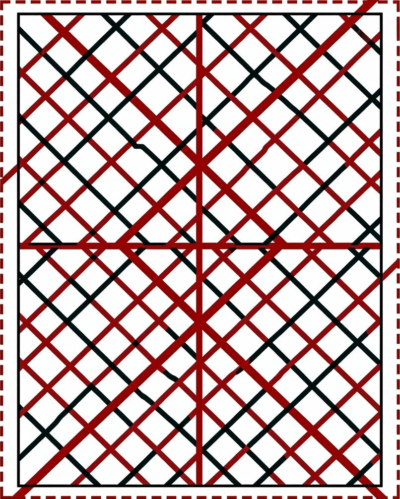 Bold Red Black Intersecting Lines Rug