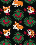 Cute Corgi Wreaths Red Bows Rug