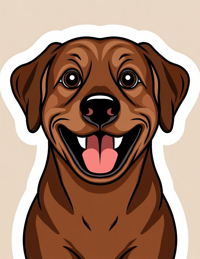 Happy Brown Dog Portrait Sticker Rug