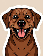 Happy Brown Dog Portrait Sticker Rug