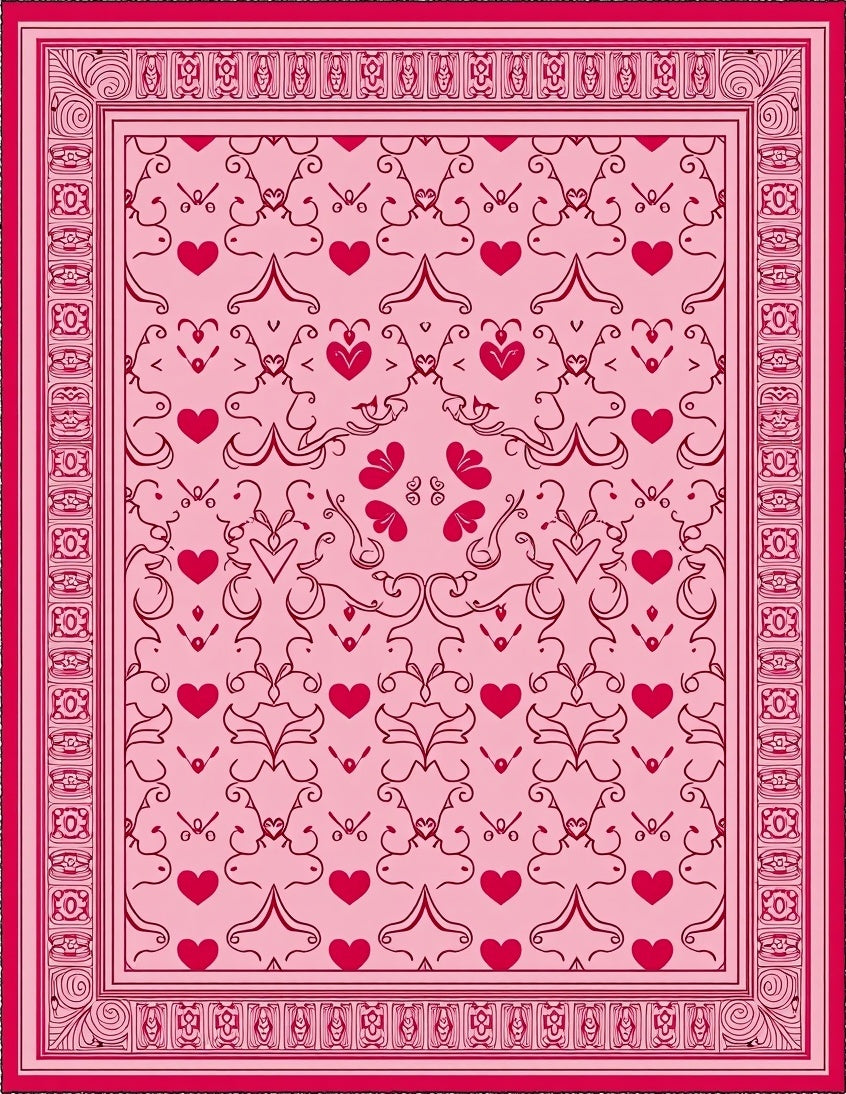 Sweet Pink Heart Swirl Rug