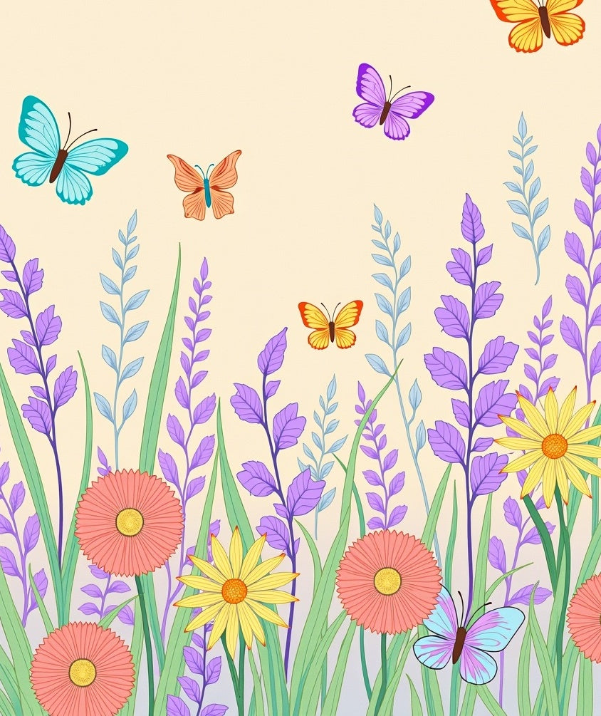 Whimsical Butterfly Garden Meadow Rug