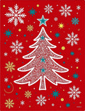 Red Christmas Tree Snowflakes Stars Rug