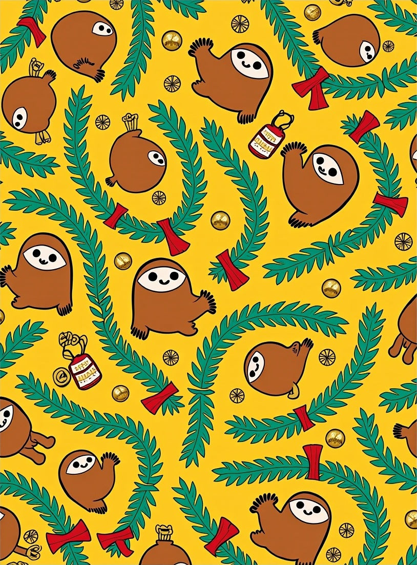 Whimsical Sloth Garland Yellow Rug