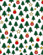 Green Christmas Trees Red Ornaments Gold Stars Rug