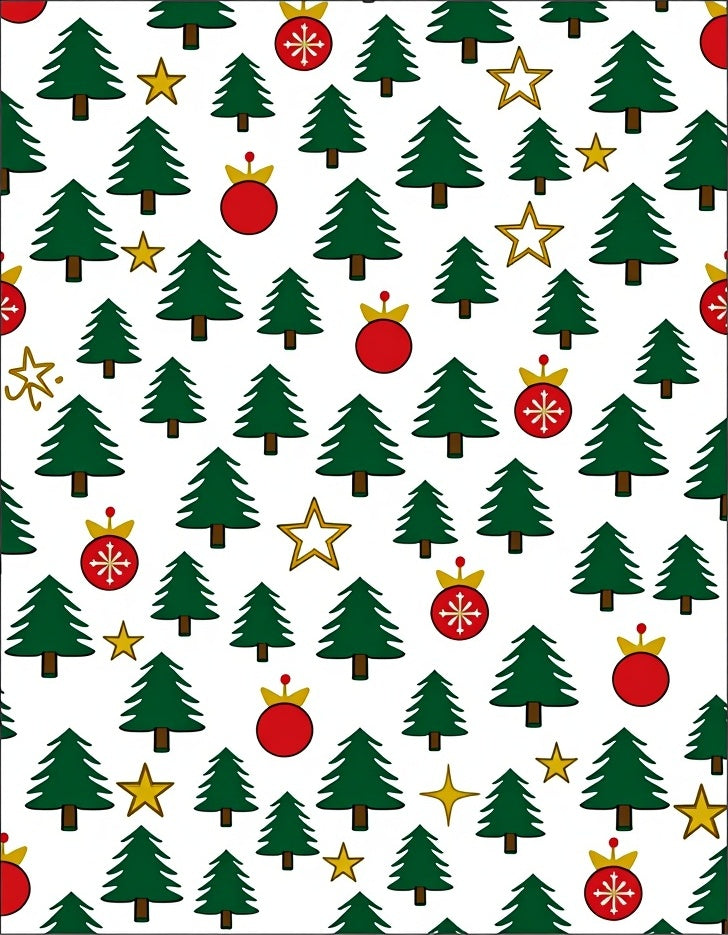 Green Christmas Trees Red Ornaments Gold Stars Rug