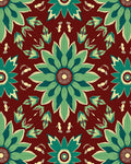 Crimson Green Floral Medallion Rug
