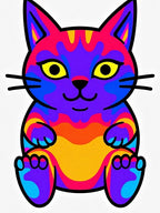 Vibrant Psychedelic Cat Graphic Rug