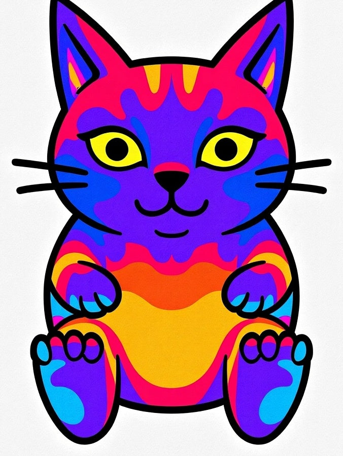 Vibrant Psychedelic Cat Graphic Rug