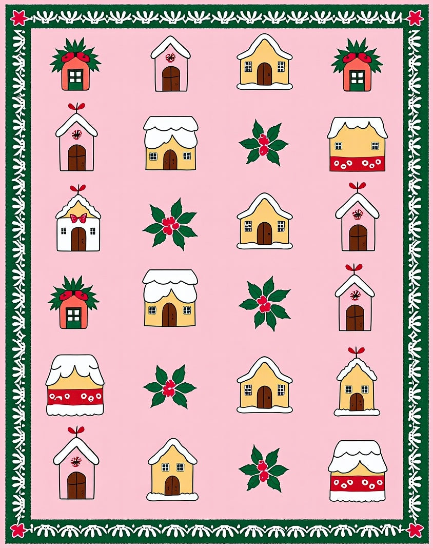 Whimsical Pink Gingerbread Houses Collection Rug
