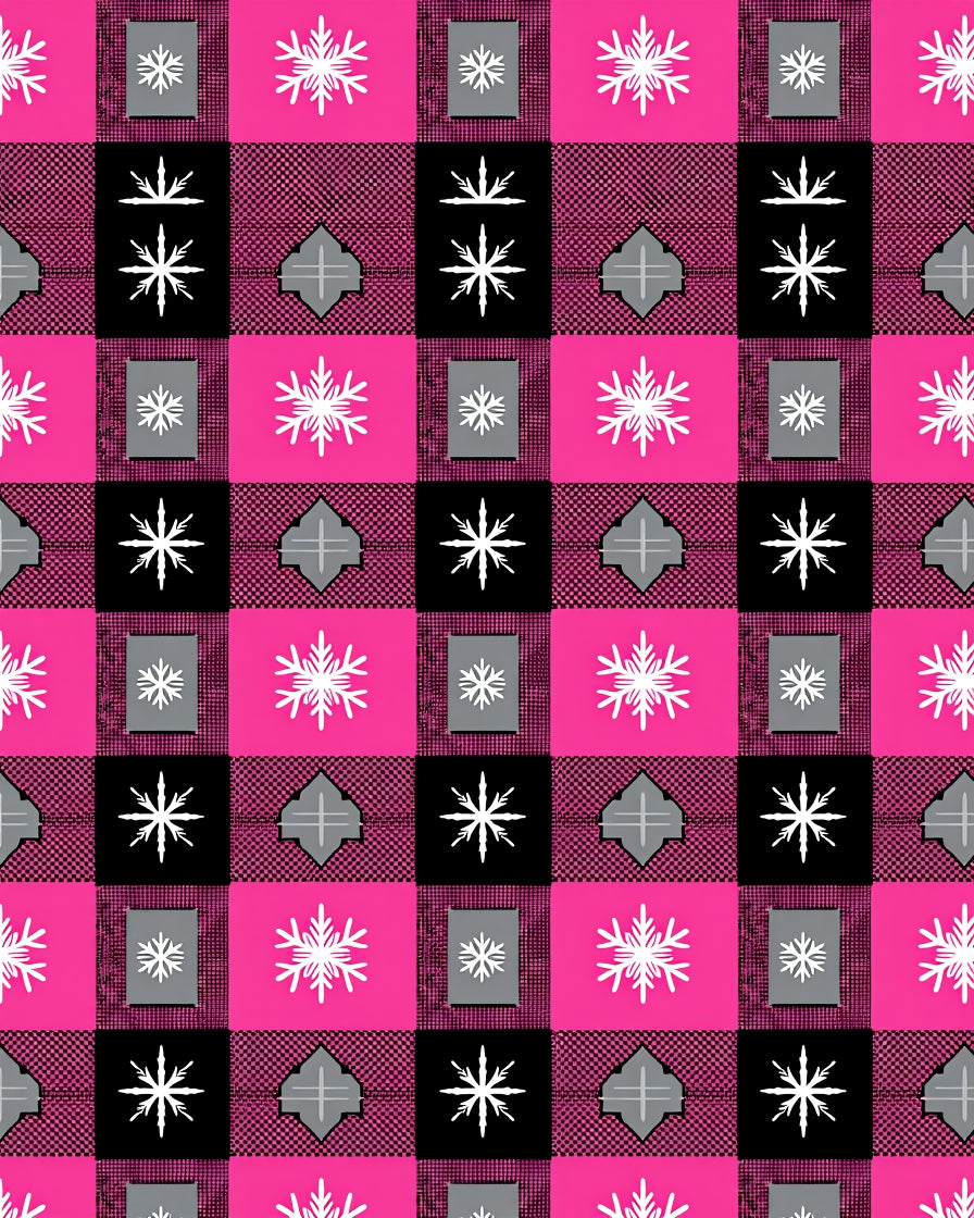Pink Black Buffalo Snowflake Check Rug