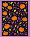 Orange Pumpkin Vine Purple Yellow Black Rug