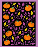Orange Pumpkin Vine Purple Yellow Black Rug