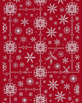Classic White Snowflake Red Garland Rug