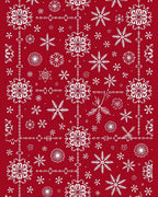 Classic White Snowflake Red Garland Rug