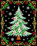 Festive Christmas Tree Poinsettia Snowflakes Rug