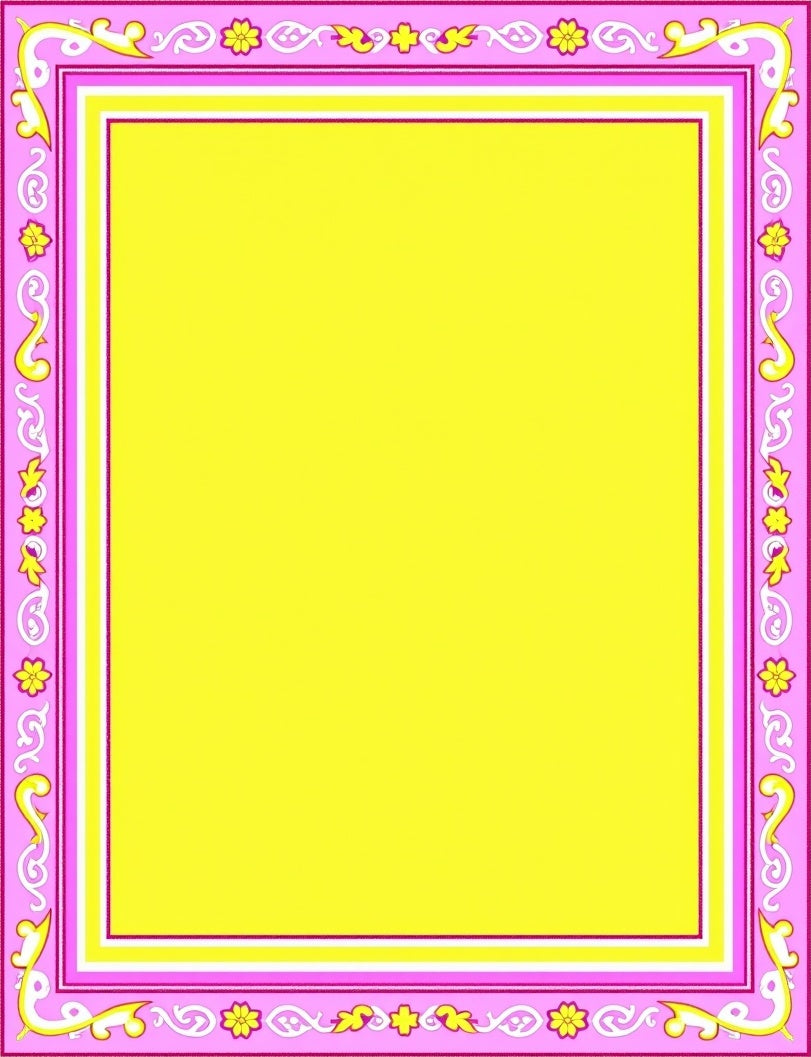 Pink Golden Yellow Floral Border Rug