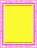 Pink Golden Yellow Floral Border Rug