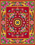 Vibrant Red Floral Butterfly Garden Rug