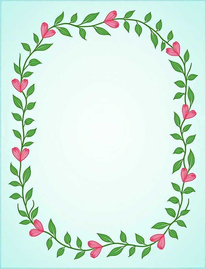 Pink Coral Vine Border Rug
