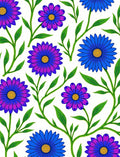 Vibrant Blue Purple Daisy Branches Rug