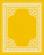 Golden Yellow White Ornate Geometric Border Rug