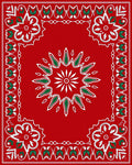 Vibrant Red Floral Medallion Border Rug
